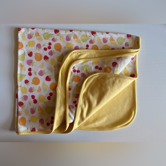 Gymboree Berry Sweet Line Cherry Fruits Baby Blanket Reversible Vintage - Picture 3 of 4